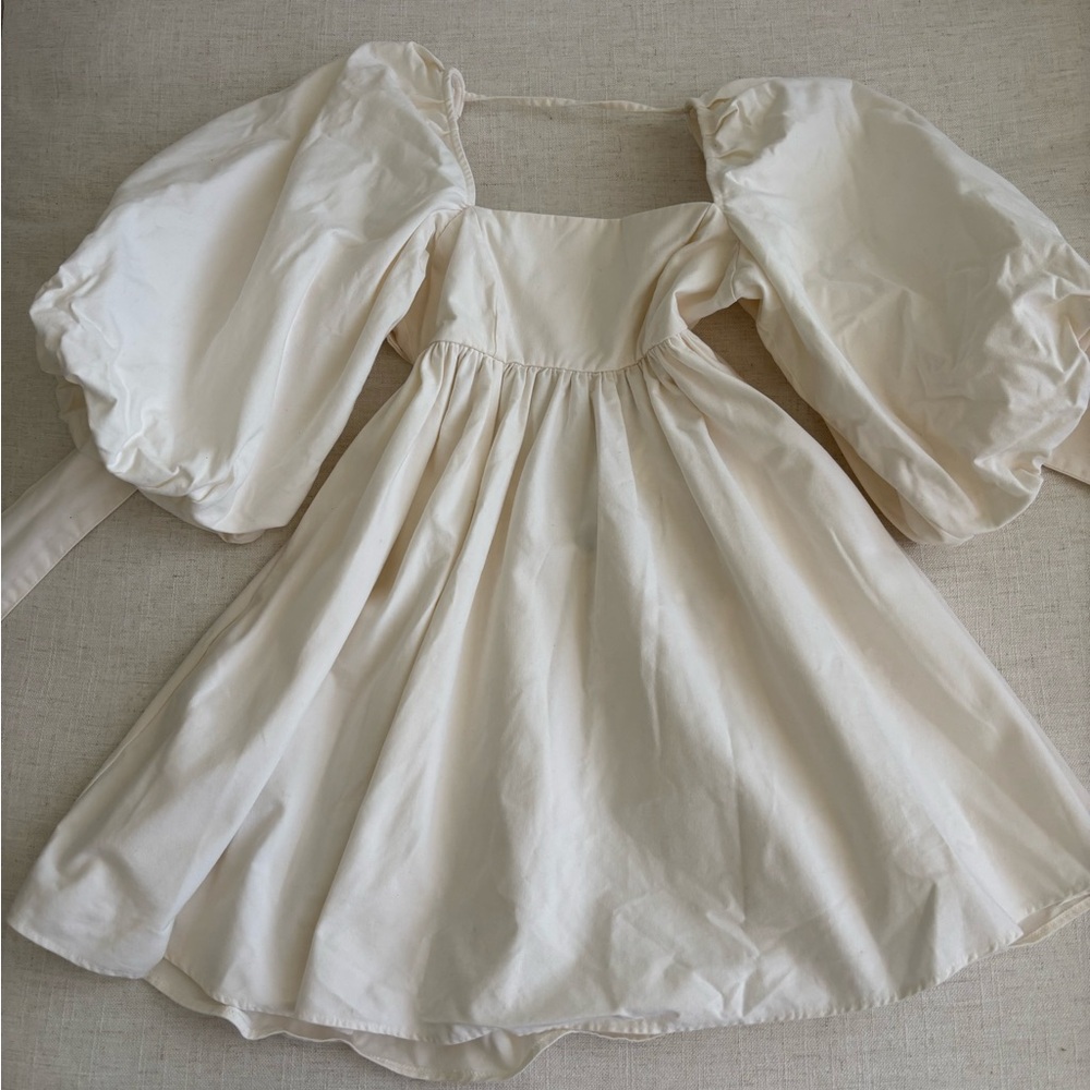 ASOS Cream A-Line Skirt with Puff Sleeves